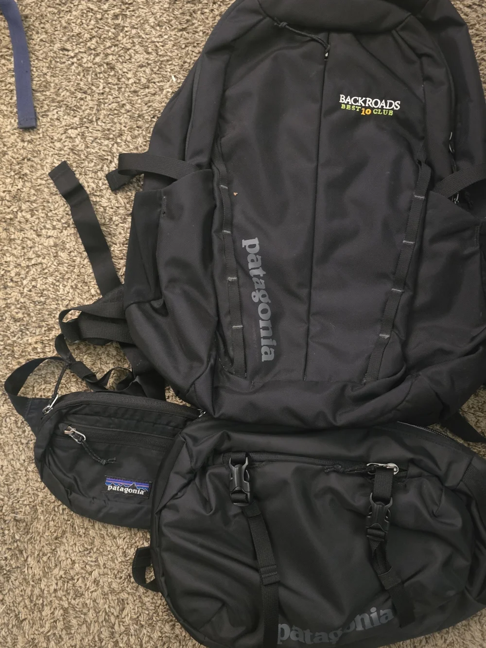 Patagonia Black Travel Bundle Refugio, Atom 8, Light Weight Travel Pack